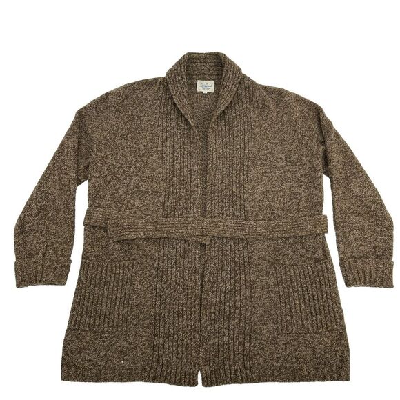 Luisa Spagnoli Sweater Women's S Brown Perugia Open Front Knit Cardigan‎ Belted - Picture 1 of 9
